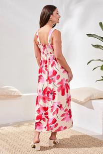 Tribal Women's Watercolor Strappy V-Neck Fitted Body Midi Dress Alternate View